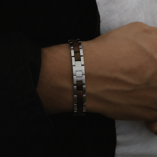 Bracelet Vidar Stainless Steel & Walnut Wood - La Moda Me