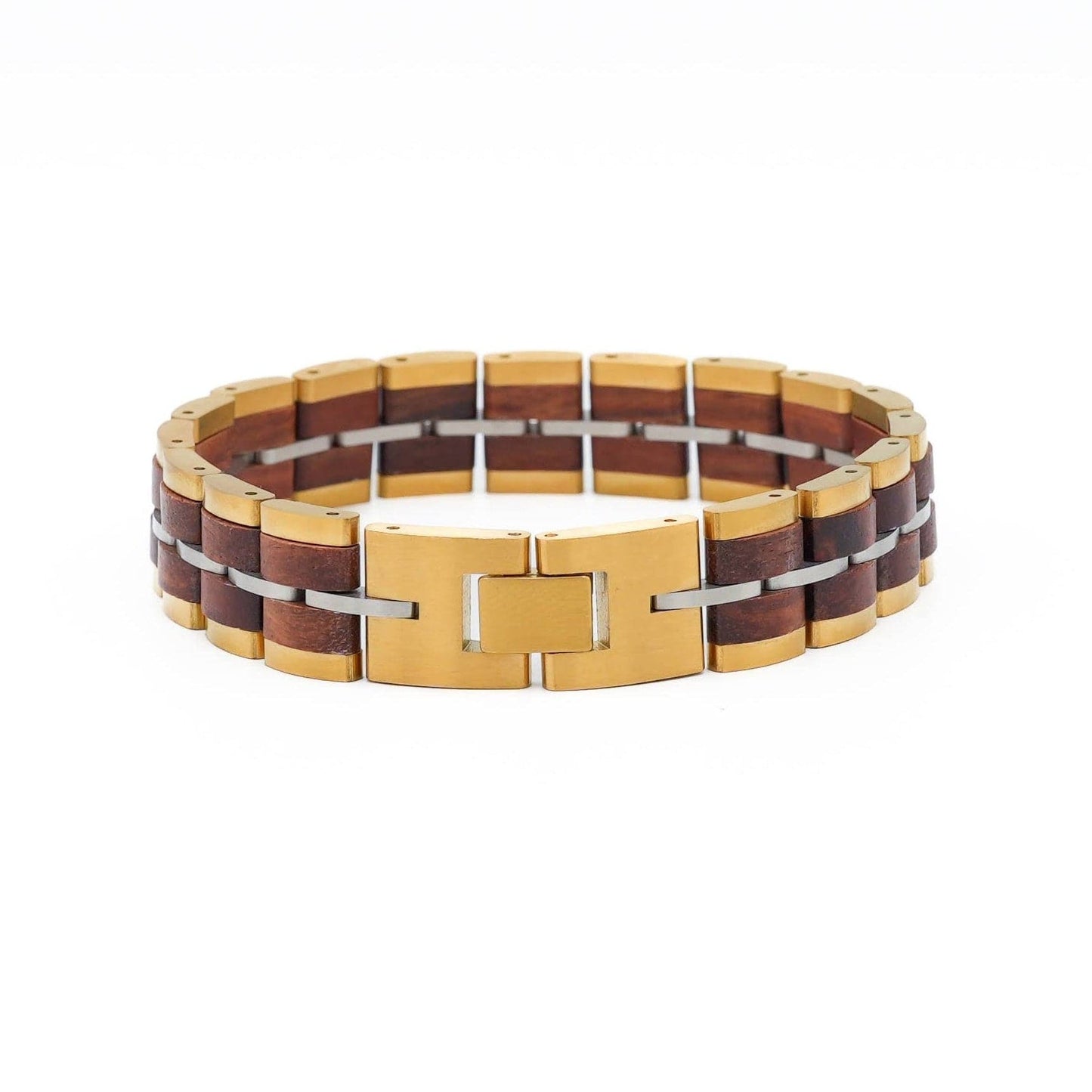 Bracelet Freyr Tri - Tone Stainless Steel & Red Sandalwood - La Moda Me