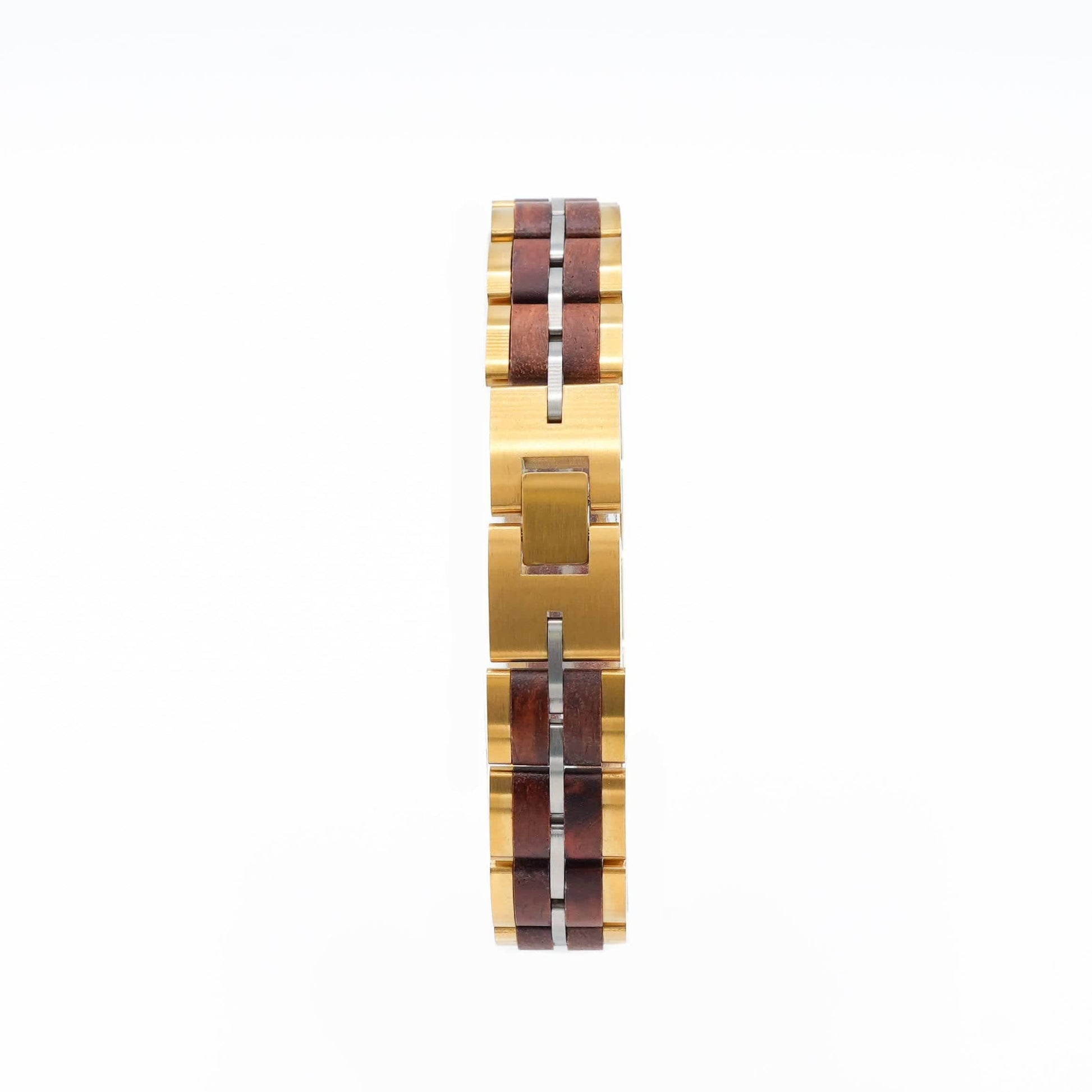 Bracelet Freyr Tri - Tone Stainless Steel & Red Sandalwood - La Moda Me