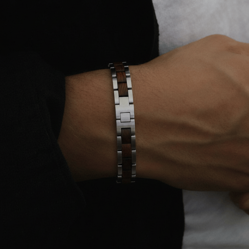 Bracelet Vidar Stainless Steel & Walnut Wood - La Moda Me
