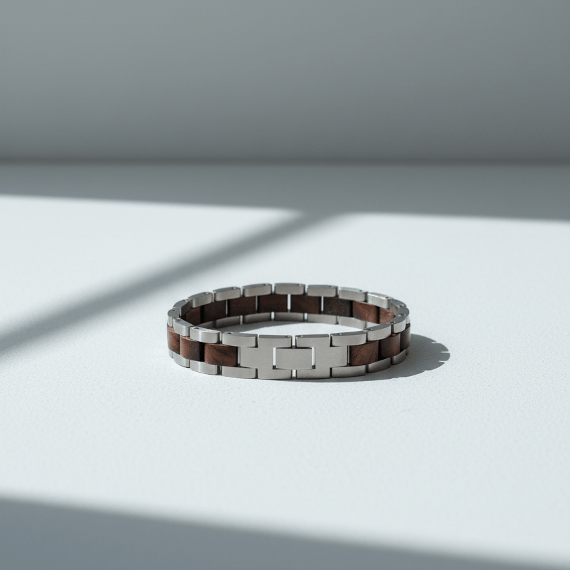 Bracelet Vidar Stainless Steel & Walnut Wood - La Moda Me