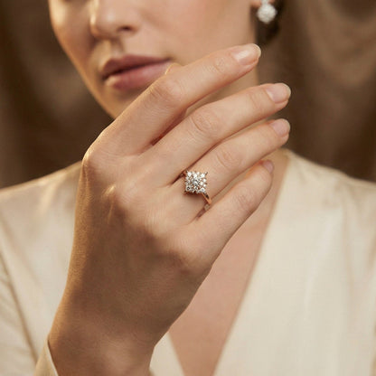 Ring Lumina - Rose Gold Plated Cushion Pavé Ring - La Moda Me