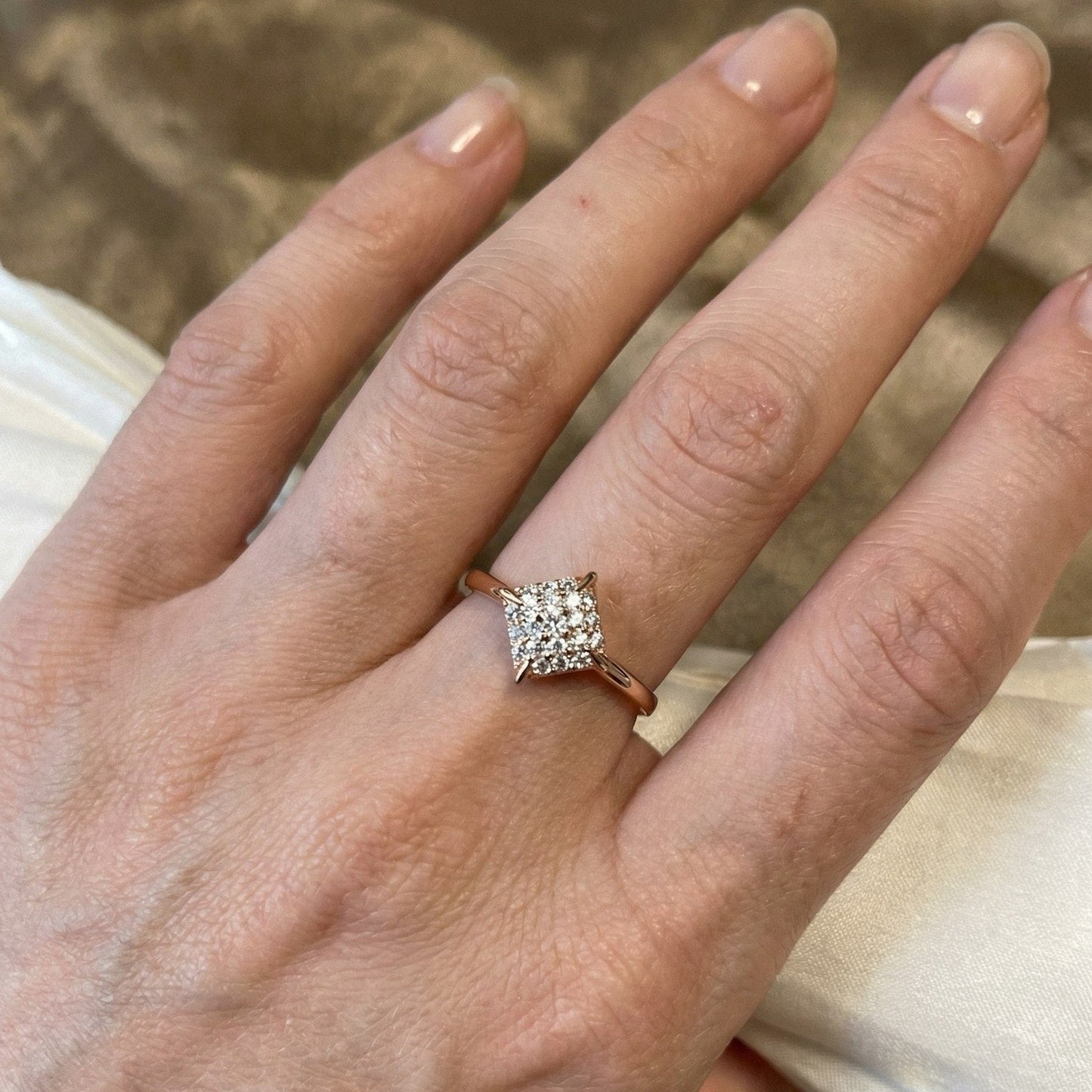 Ring Lumina - Rose Gold Plated Cushion Pavé Ring - La Moda Me