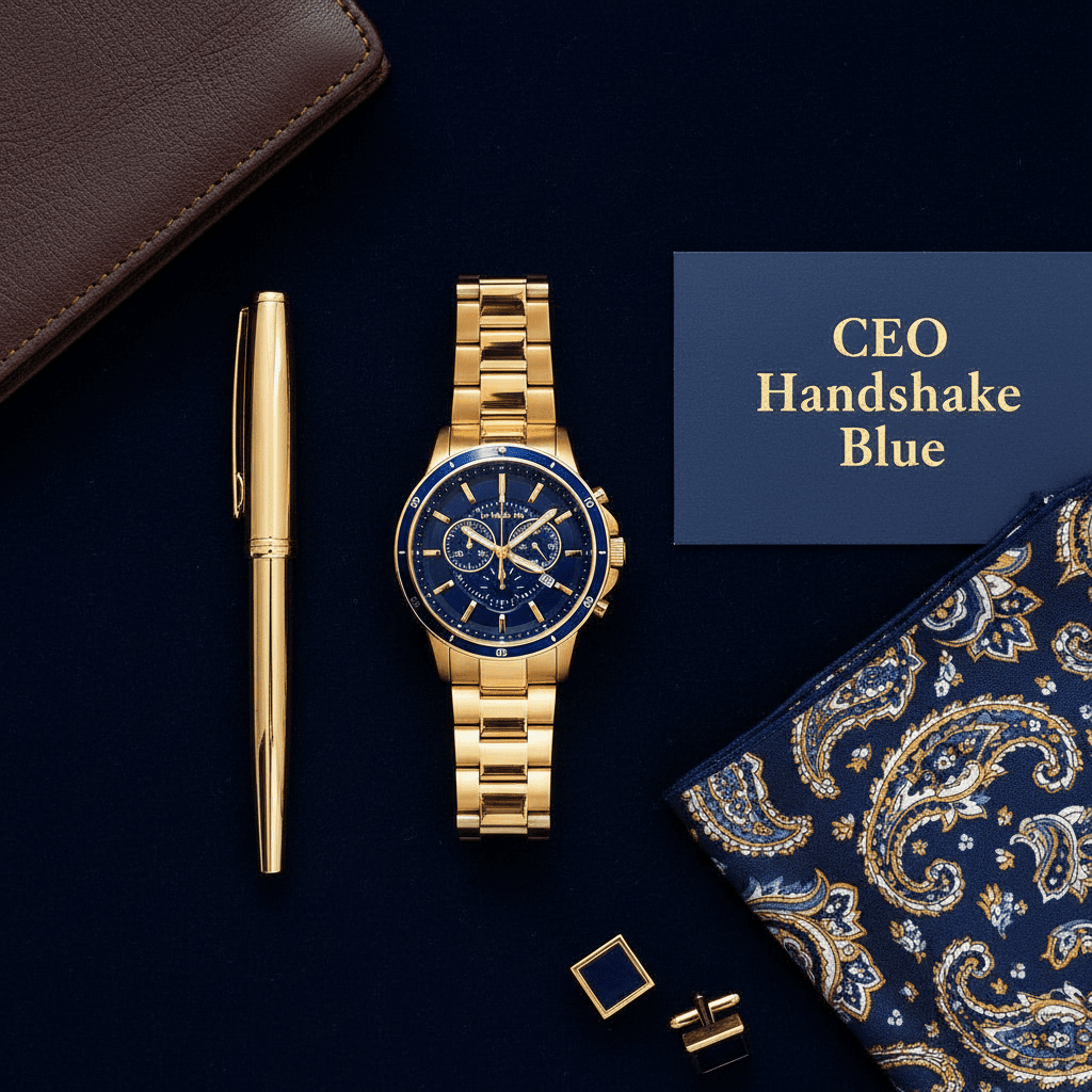 CEO Handshake Blue Watch - Executive Luxury Timepiece - La Moda Me