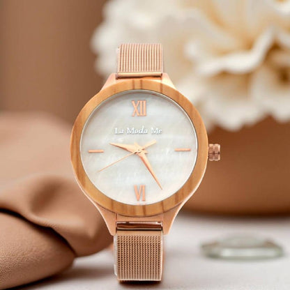 Watch Olivewood Grace, elegant, feminin, rosegold, classy look - La Moda Me