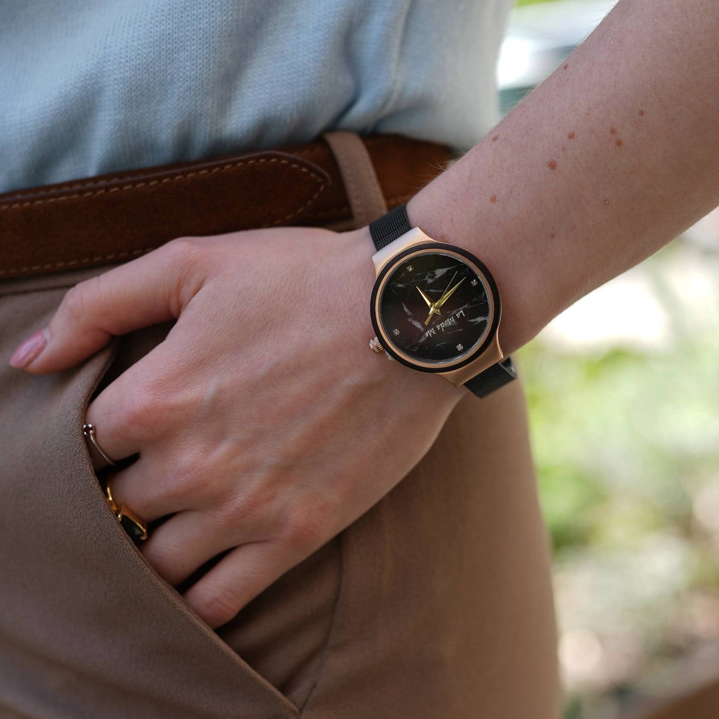 Watch Olivewood Ira - Eco - Friendly Rose Gold & Wood Timepiece - La Moda Me