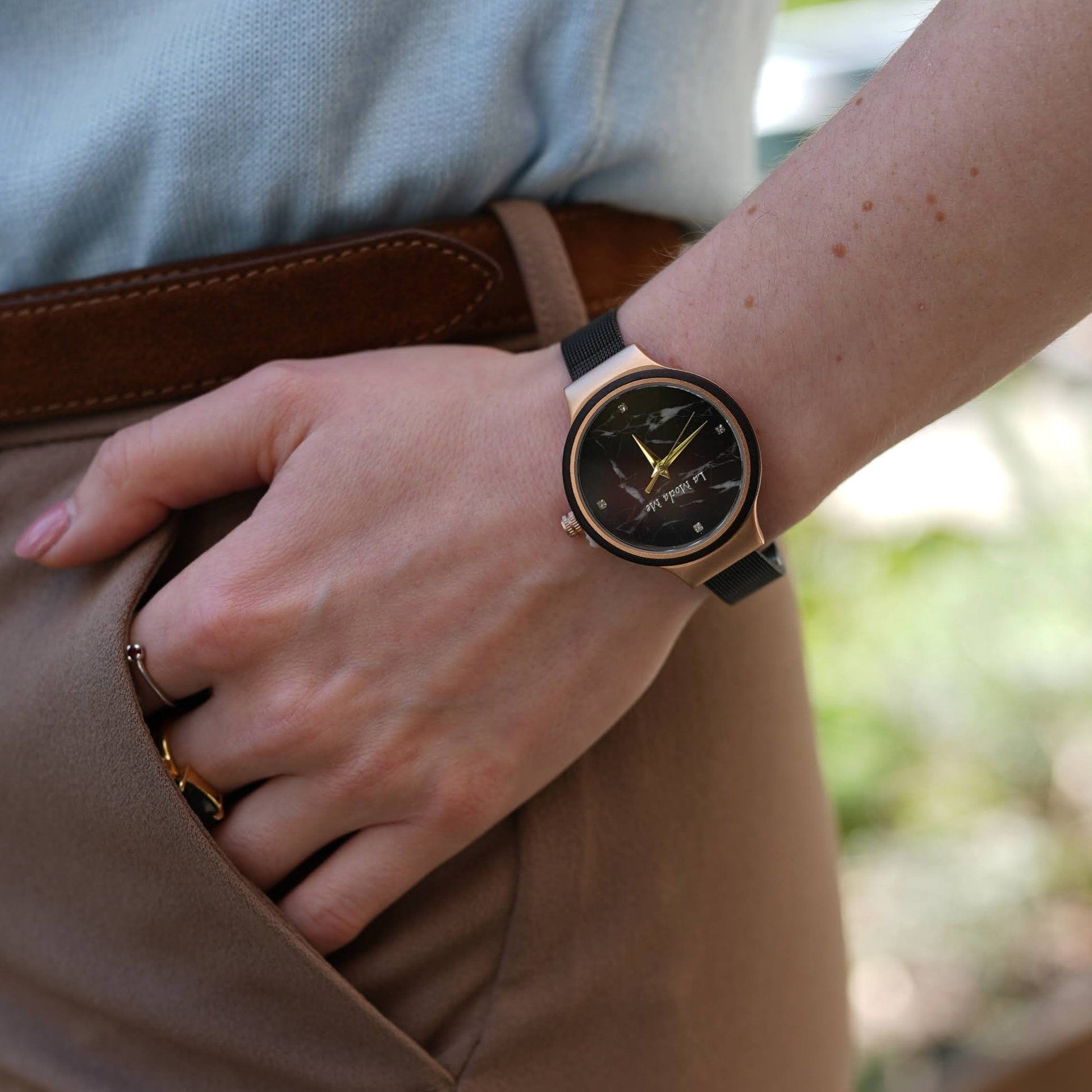 Watch Olivewood Ira - Eco - Friendly Rose Gold & Wood Timepiece - La Moda Me