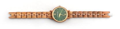 Watch Viridis, olivewood, green display, elegant - La Moda Me